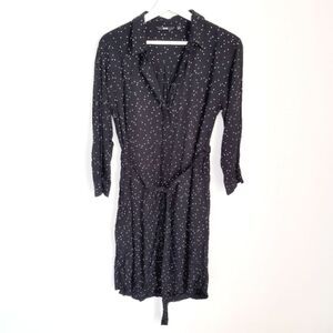 Uniqlo Black Polka Dotted Button Up Dress Size S